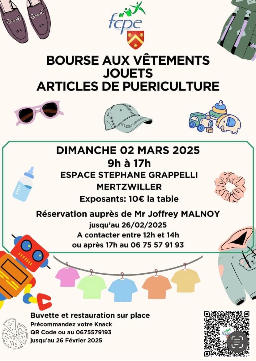 Bourse aux vêtements, jouets et articles de puériculture